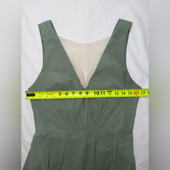 Jenny Yoo Size 12 Olive Green Ryan Deep V Neckline Bridesmaid Evening Dress - Picture 2 of 8